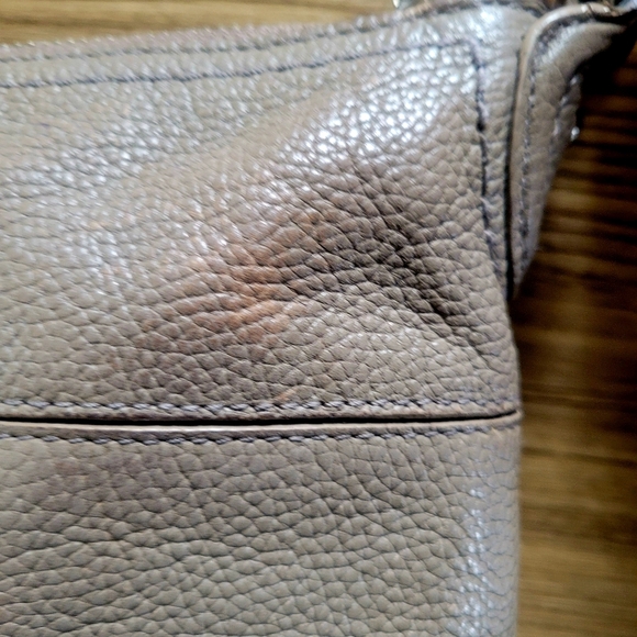 Coach Neutral Gray Pebble Leather Shoulder Bag - Picture 9 of 10